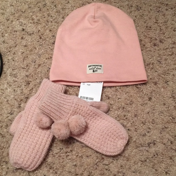 pink hat and gloves